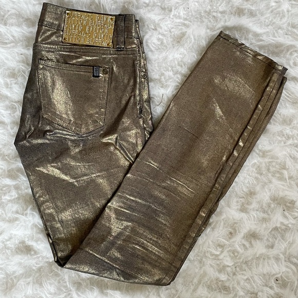 Buffalo David Metallic Gold Skinny Jeans - Picture 1 of 2